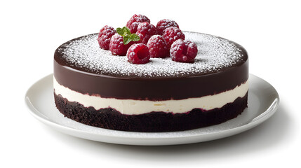 Luxurious Chocolate Mousse Cake with Raspberries and Cream Layers