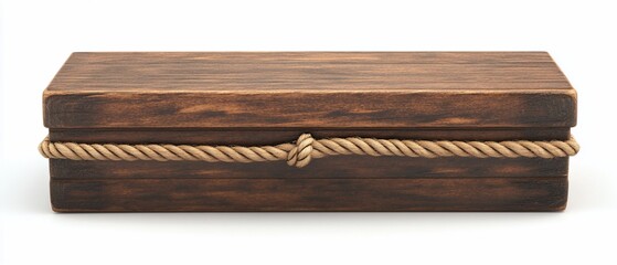 Obraz premium Aged Wooden Box with Rope Trim.