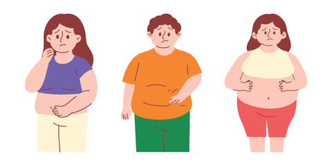 Obese Character Worried about Belly Fat