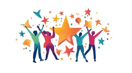 "Team" with Star and Colorful Design – Dynamic 3D Illustration Symbolizing Unity, Strength, and Collaboration, High-Quality Rendering for Teamwork and Group Achievement Themes