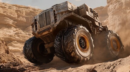 Obraz premium Off-Road Monster Truck in Desert: An Epic Adventure