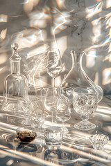 Elegant Assortment of Crystal Glassware Showcasing Impeccable Craftsmanship and Sophistication in a Refined Setting
