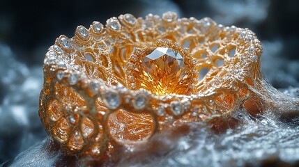 Golden Jewel Setting Encases Amber Gemstone