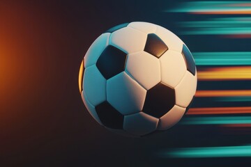 Naklejka premium Dynamic Soccer Ball in Motion with Vibrant Background Effects