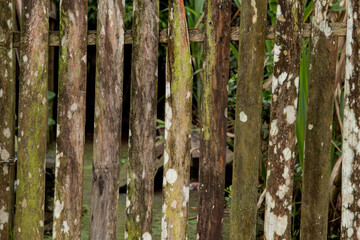 Wood aged and rusted from exposure to sun and rain. The wood shows signs of chipped aging.  wood showing its rough textures and aged patterns, rustic.vintage charm.