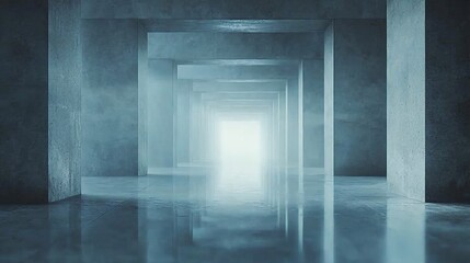 Fototapeta premium Futuristic concrete corridor with light at end.