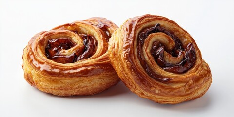 Fototapeta premium Cinnamon rolls in a pastry basket, perfect for breakfast or dessert.