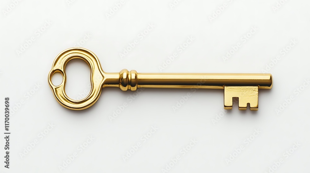 Poster a golden key with a classic design, symbolizing access and security.