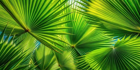 Obraz premium Palm leaves, sculpted by wind, create nature's abstract art; a tropical, blowing leaves design.