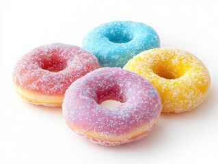 A trio of frosted donuts with sprinkles