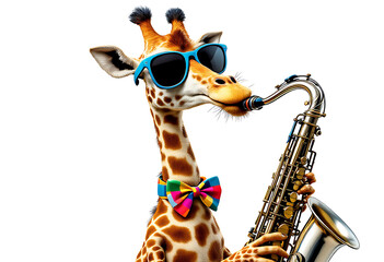 Groovy Giraffe Saxophonist: A Whimsical Digital Painting