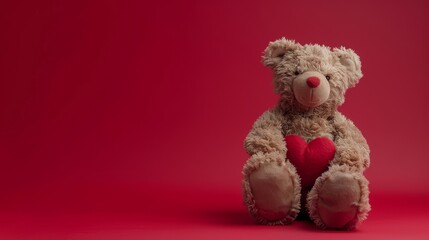 Obraz premium Valentine's Day theme. Women's Day. Happy Mother's day. Romance and Love heart. Cute Teddy bears. Valentines and Teddy Bear. Gift box and teddy bear. Valentines day concept with copy space