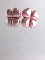 Fototapeta premium A bouquet of three shiny, metallic pink balloons that are air-filled and inflated with helium. Ideal for celebrations like birthdays or events.