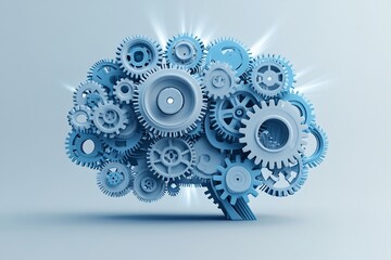 Abstract brain composed of interconnected gears, symbolizing intelligence and complex mechanisms.