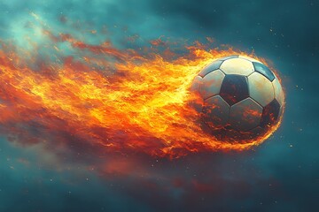 Naklejka premium Dynamic Soccer Ball Explodes with Color and Energy