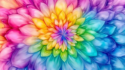 Obraz premium Colorful Watercolor Mandala with Soft Pastel Tones