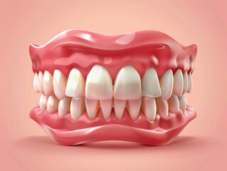 Obraz premium A vibrant, healthy set of upper and lower teeth in a closed mouth.