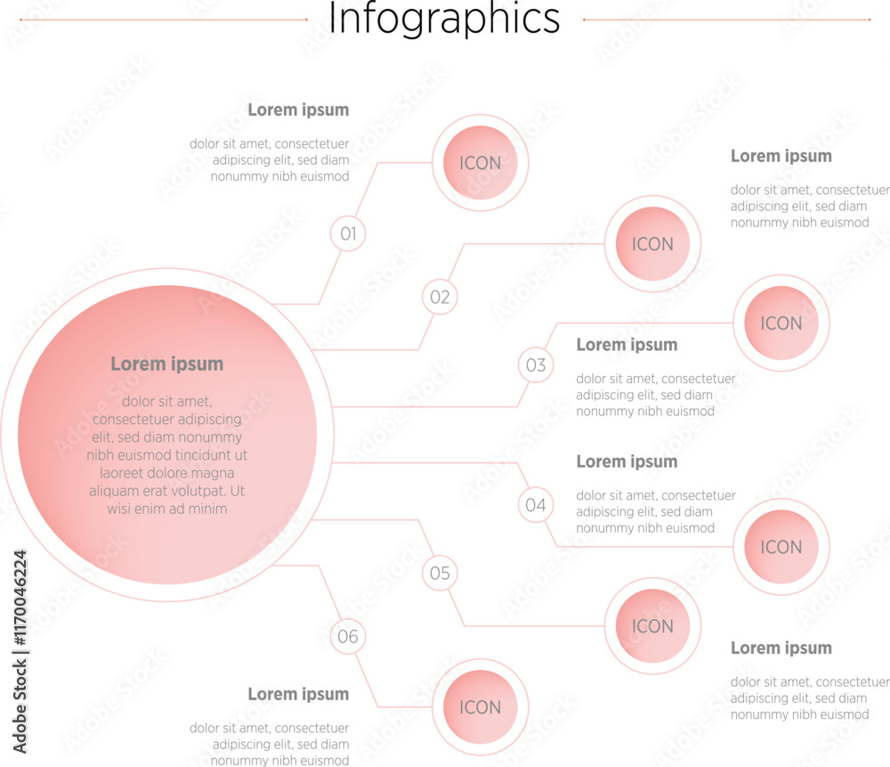 Wall mural modern vector infographic label design with circle infographic template design and 6 options or step