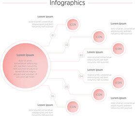 Fototapeta premium Modern Vector infographic label design with circle infographic template design and 6 options or steps. Can be used for process diagram, presentations, workflow layout, banner, flow chart, info graph.