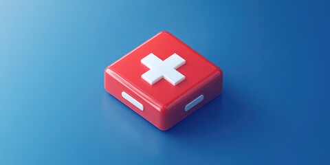 Obraz premium A red box of first aid supplies with a white cross on it, ready for emergency medical response.