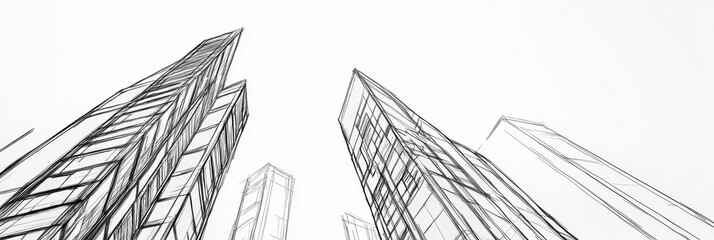 3D wireframe sketch, architectural drawing, minimalist design, geometric shapes, rectangular structures, isometric perspective, transparent cubes, floating blocks, interconnected forms, clean lines, a