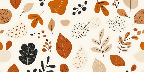 Autumn leaves seamless pattern design, textile print.
