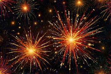 Fototapeta premium Vibrant fireworks illuminate the night sky in a stunning display of colorful explosions celebrating a festive event