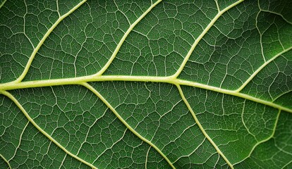 Fototapeta premium Detailed Close-Up of Green Leaf Veins and Texture in Nature