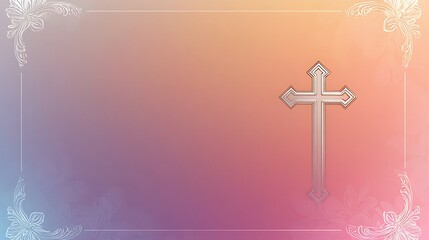 Elegant Pastel Background Featuring a Silver Cross
