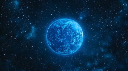 Obraz premium Blue Planet Amidst a Starry Expanse of Space