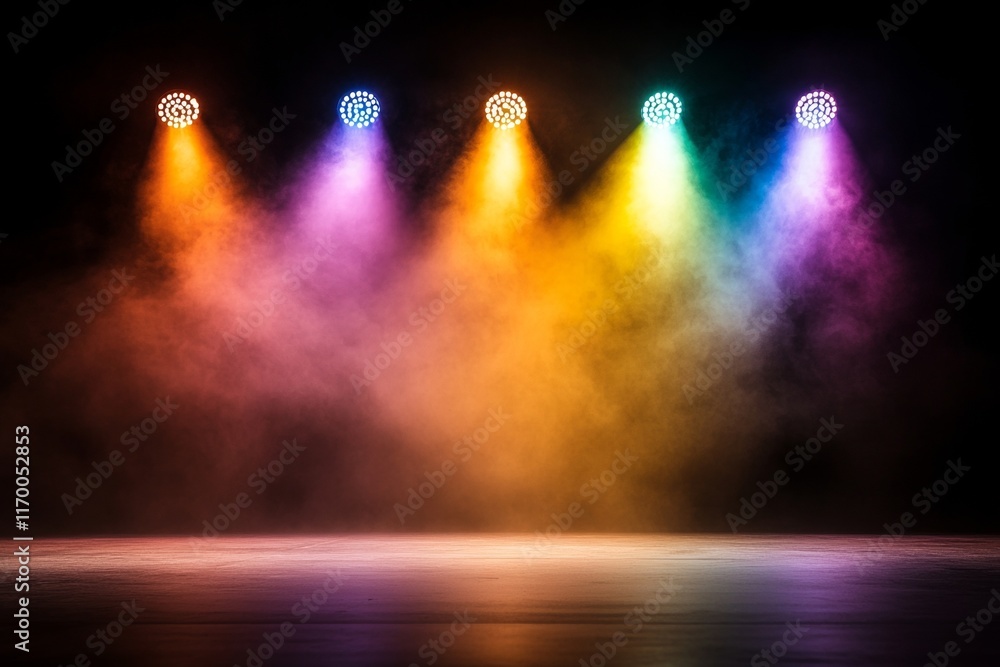 Poster stage with five lights in a row