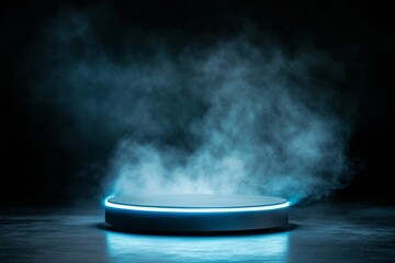 Round stage with smoke and lights