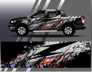 Car wrap design vector. Graphic abstract stripe racing background designs for vehicle, rally, race, adventure and car racing livery