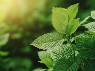 Fresh Green Leaves with Sunlight in Background during Spring Season