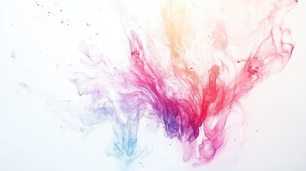 Colorful ink swirling in water, white background, abstract art, design element