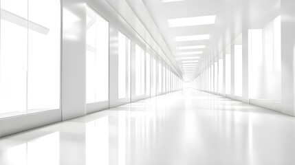 Obraz premium Modern Corridor with Floor-to-Ceiling Windows.