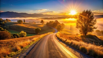 Sunrise Road's dawn drive reveals breathtaking landscapes, painting the highway in golden light.