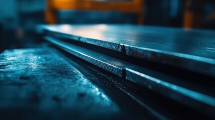 Metal Surface with Industrial Background in Blue Light