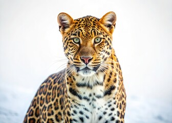 Obraz premium Surreal white background showcases a majestic leopard, a dreamlike artistic capture.