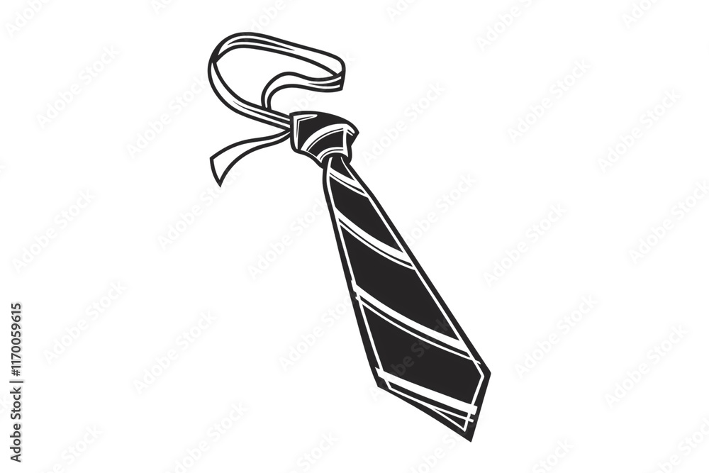 Poster a dynamic drawing of a partially loosened tie, conveying relaxation after a formal event, with subtl