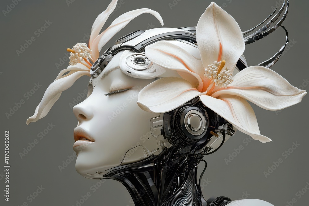 Poster visions of bionics and artificial intelligence in 3d art