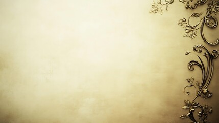 Elegant Gold Floral Design on Beige Background