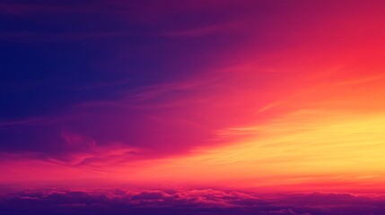 Fototapeta premium Stunning Vibrant Sunset Over Clouds with Fiery Hues Blending Orange, Pink, and Purple for Serene and Dramatic Sky Background in Nature Photography