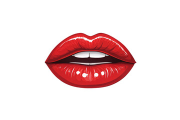 Fototapeta premium Artistic depiction of shiny red lips with intricate highlights, parted for a striking visual emphasis on texture and color, isolated on a transparent background