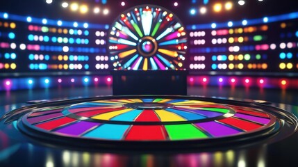 Colorful Wheel of Fortune Game Show Set