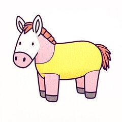 Fototapeta premium Charmingly Illustrated Cartoon Horse in Yellow Outfit. AI Generated