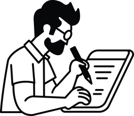 A man is writing on a piece of paper