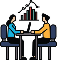 Two people sitting at a table with a laptop in front of them