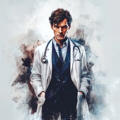 Obraz premium Portrait of a Doctor: Serious and Confident