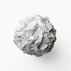 Obraz premium Crumpled White Paper Ball Isolated on a Clean White Background for Creative Visuals and Artistic Concepts in Various Media